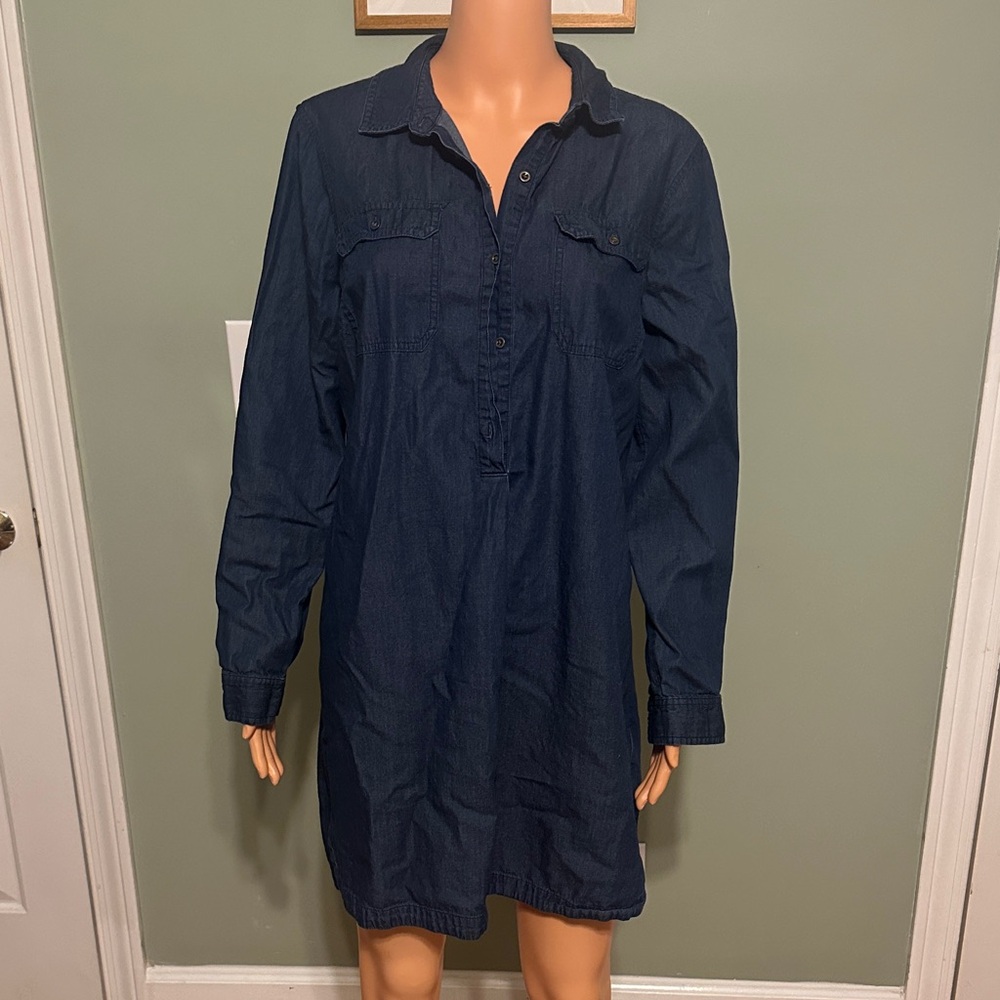 Old Navy Chambray Shirt Dress in Dark Blue
